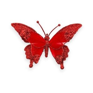 10/$25🦋 Michael's Red Glitter Butterfly Clip On Ornament